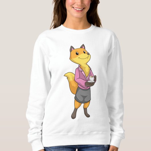 Fox als Sekretär für Kaffee Cup Sweatshirt (Vorderseite)