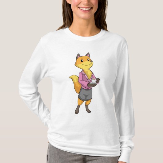 Fox als Sekretär für Kaffee Cup T-Shirt (Vorderseite)