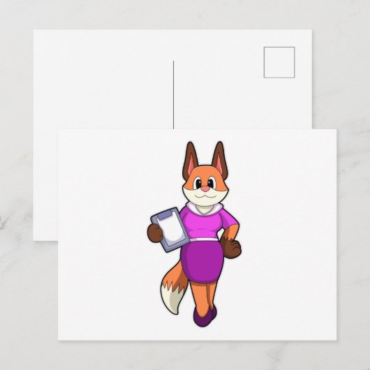Fox als Sekretär mit Rock Postkarte (Vorne/Hinten)