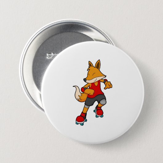 Fox als Skater mit Roller-Skaten Button (Vorne & Hinten)
