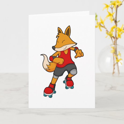 Fox als Skater mit Roller-Skaten Karte (Gelbe Blume)