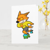 Fox als Skater mit Roller-Skaten Karte (Gelbe Blume)