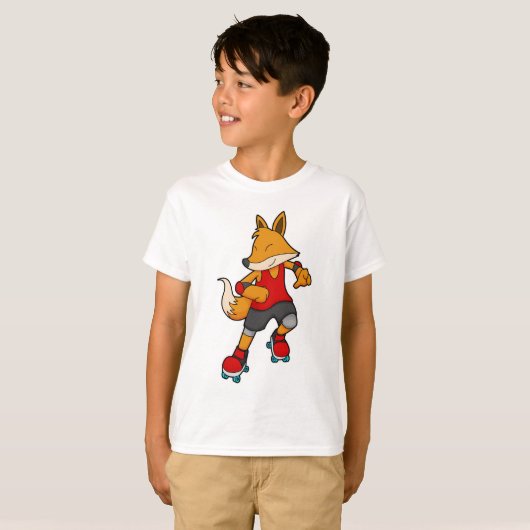 Fox als Skater mit Roller-Skaten T-Shirt (Vorne ganz)