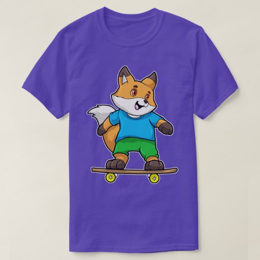 Fox als Skater mit Skateboard 2 T-Shirt (Design vorne)