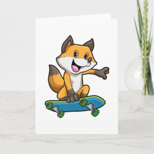 Fox als Skater mit Skateboard Karte