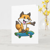 Fox als Skater mit Skateboard Karte (Gelbe Blume)