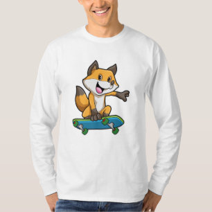 Fox als Skater mit Skateboard T-Shirt