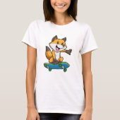 Fox als Skater mit Skateboard T-Shirt (Vorderseite)