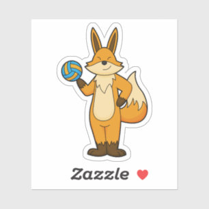 Fox als Volleyball-Spieler mit Volleyball Aufkleber