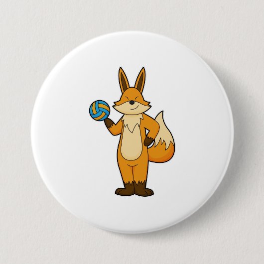 Fox als Volleyball-Spieler mit Volleyball Button (Vorderseite)