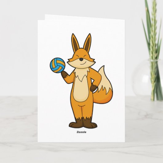 Fox als Volleyball-Spieler mit Volleyball Karte (Rückseite)