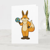 Fox als Volleyball-Spieler mit Volleyball Karte (Vorderseite)