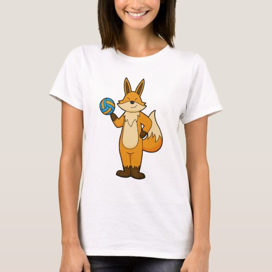 Fox als Volleyball-Spieler mit Volleyball T-Shirt (Vorderseite)