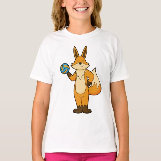 Fox als Volleyball-Spieler mit Volleyball T-Shirt (Vorderseite)