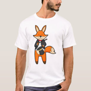 Fox als Zauberer mit Zauberstab & Hut T-Shirt