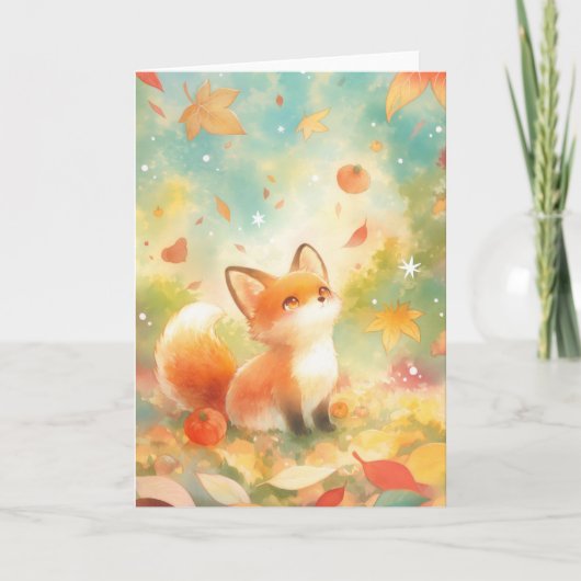 Fox Amid Autumn Charm Karte (Vorderseite)