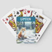 Fox an einer Winternacht im verzauberten Wald Spielkarten (Rückseite)