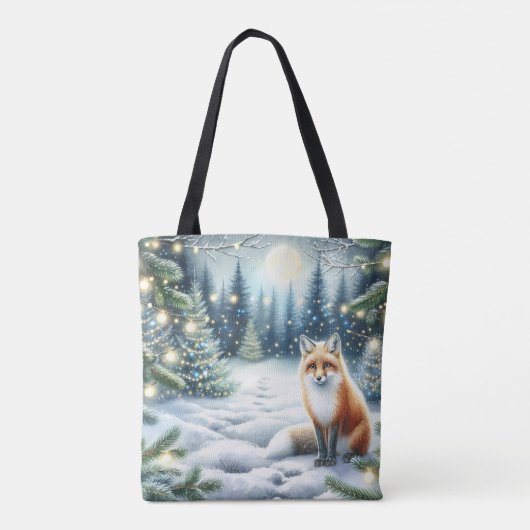 Fox an einer Winternacht im verzauberten Wald Tasche (Rückseite)