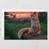 Fox and Bird at Sunset in Forest Scene mit Zitat Briefpapier (Vorne/Hinten)