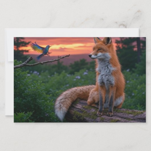 Fox and Bird at Sunset in Forest Scene mit Zitat Briefpapier (Vorderseite)