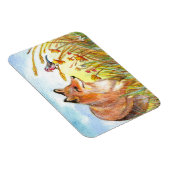 Fox and Bird in the field Magnet (Rechte Seite)