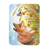 Fox and Bird in the field Magnet (Vertikal)