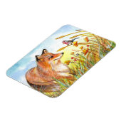 Fox and Bird in the field Magnet (Linke Seite)