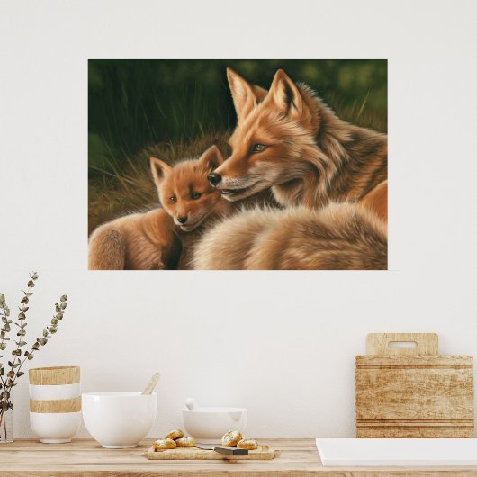 Fox and Cub Poster (Küche)