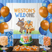 Fox and Deer Wild One Forest Trees Party Hintergru Wandteppich