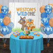Fox and Deer Wild One Forest Trees Party Hintergru Wandteppich