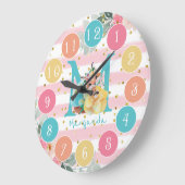 Fox And Flower Illustration Kid's Room Große Wanduhr (Winkel)