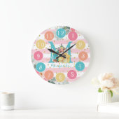 Fox And Flower Illustration Kid's Room  Große Wanduhr (Zuhause)