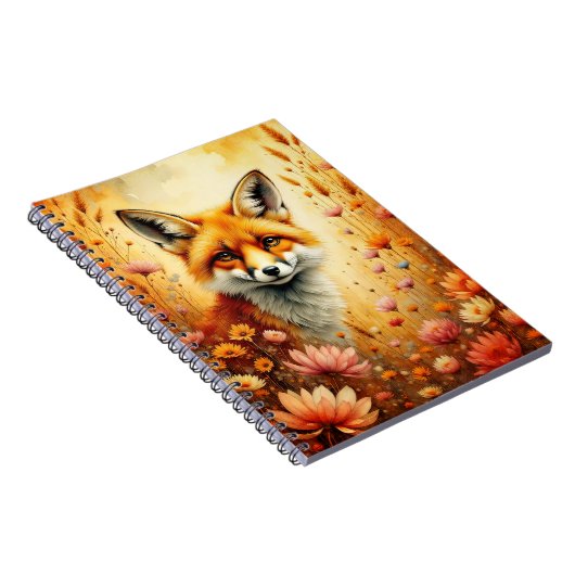 Fox and Flowers Notizblock (Rechte Seite)