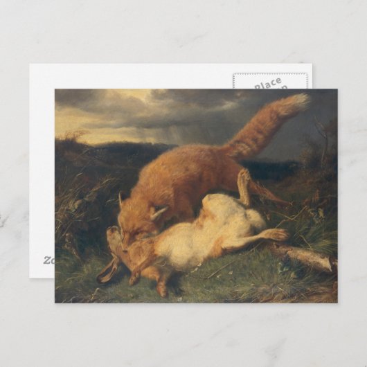 Fox and Hare, 1866 Postkarte (Vorne/Hinten)
