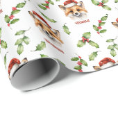 Fox and Holly Personalisiert Gift Wrap Geschenkpapier (Rolleneckpunkt)