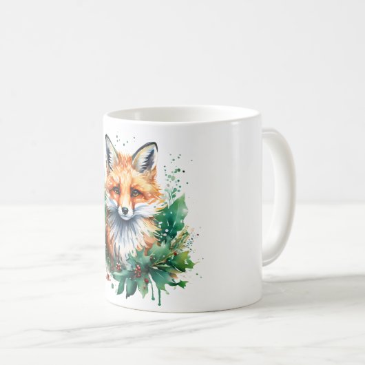 Fox and Holly with Red Berries Kaffeetasse (VorderseiteRechts)