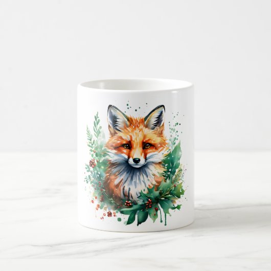 Fox and Holly with Red Berries Kaffeetasse (Mittel)
