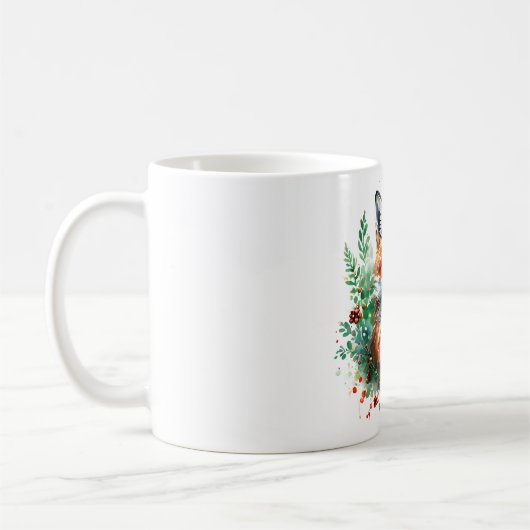 Fox and Holly with Red Berries Kaffeetasse (Links)