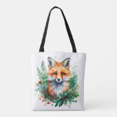 Fox and Holly with Red Berries Tasche (Rückseite)