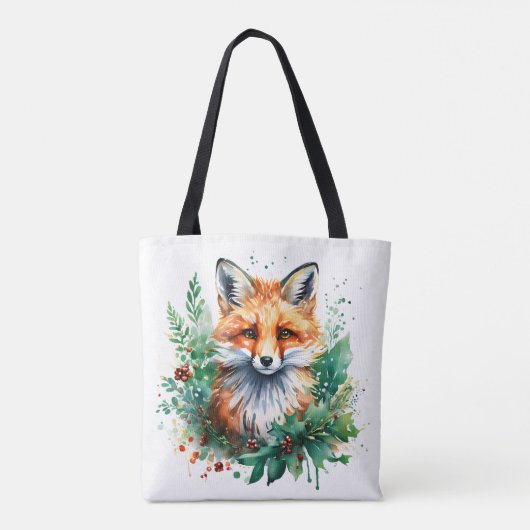 Fox and Holly with Red Berries Tasche (Rückseite)