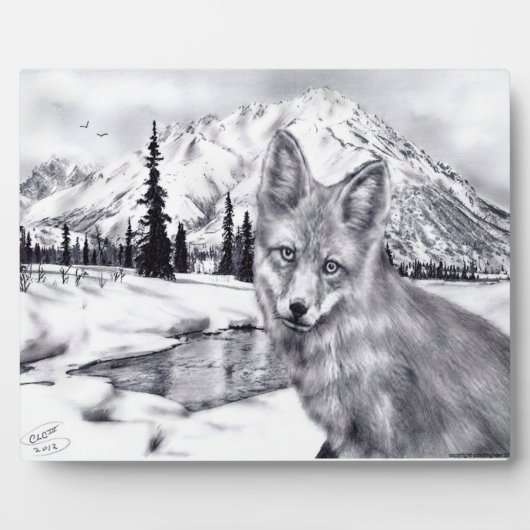 Fox and Mountains Plaque Fotoplatte (Vorderseite)