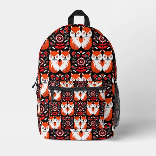 Fox and Nature Nordic Folk Art Bedruckter Rucksack (Vorderseite)