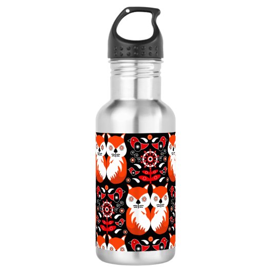 Fox and Nature Nordic Folk Art Edelstahlflasche (Vorderseite)