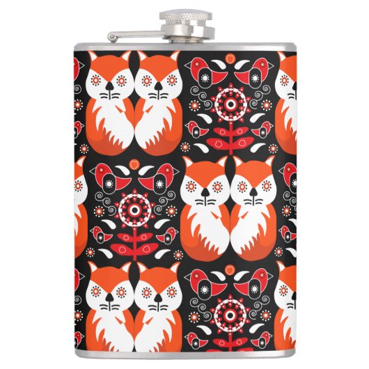 Fox and Nature Nordic Folk Art Flachmann (Vorderseite)