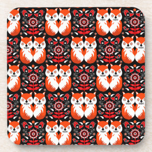 Fox and Nature Nordic Folk Art Getränkeuntersetzer