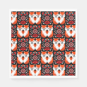 Fox and Nature Nordic Folk Art Serviette