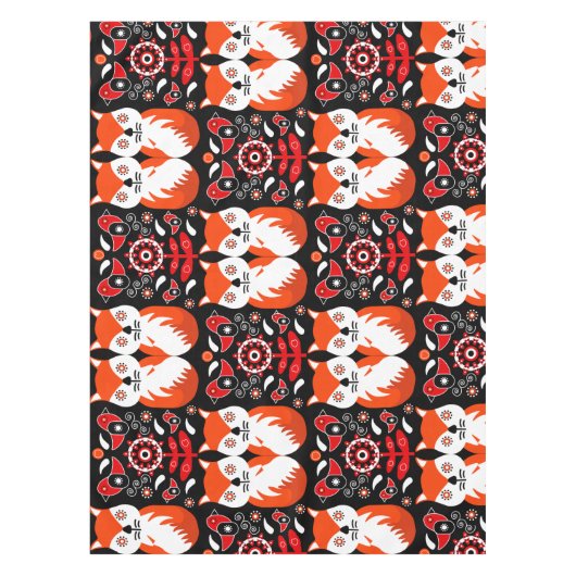 Fox and Nature Nordic Folk Art Tischdecke (Vorderseite)
