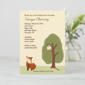 Fox and Owl Woodland Forest Baby Dusche 12x18 Einladung (Stehend Vorderseite)