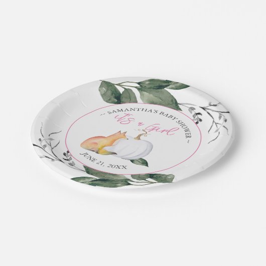 Fox and Pumpkin Baby Showthema Pappteller (Schrägansicht)