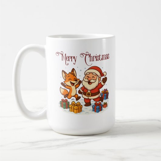 Fox and Santa Christmas Mug Kaffeetasse (Links)